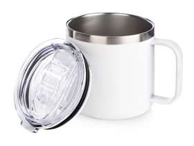 Кружка стальная Alaska с крышкой слайдером, powder coating, белый №2