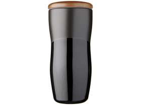 Двустенная керамическая термокружка Reno объемом 370 мл, черный №3