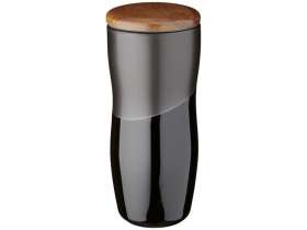 Двустенная керамическая термокружка Reno объемом 370 мл, черный №4