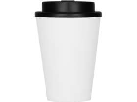 Пластиковый стакан Take away с двойными стенками и крышкой с силиконовым клапаном, 350 мл, белый/черный №4
