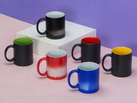 Кружка-хамелеон Surprise матовая, черный/желтый №6