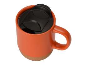 Кружка Denpasar с пробковым дном и крышкой, цветная с двух сторон, оранжевый №2