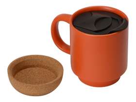 Кружка Denpasar с пробковым дном и крышкой, цветная с двух сторон, оранжевый №3