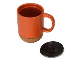 Кружка Denpasar с пробковым дном и крышкой, цветная с двух сторон, оранжевый №4
