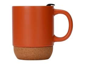 Кружка Denpasar с пробковым дном и крышкой, цветная с двух сторон, оранжевый №5