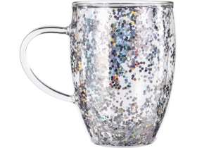 Кружка с двойными стенками с блестками, 360 мл, серебристый №3
