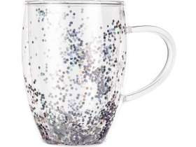 Кружка с двойными стенками с блестками, 360 мл, серебристый №4