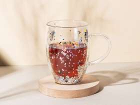 Кружка с двойными стенками с блестками, 360 мл, серебристый №5