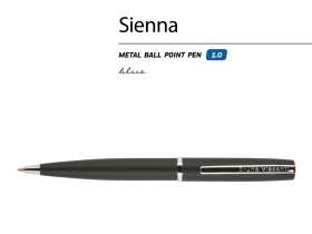 Ручка Sienna шариковая  автоматическая, черный металлический корпус, 1.0 мм, синяя №2