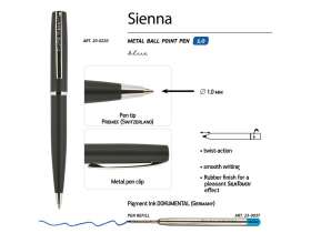Ручка Sienna шариковая  автоматическая, черный металлический корпус, 1.0 мм, синяя №3
