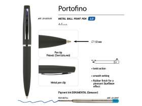 Ручка Portofino шариковая  автоматическая, черный металлический корпус, 1,0 мм, синяя №3