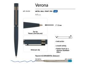 Ручка Verona шариковая автоматическая, синий металлический корпус 1.0 мм, синяя №3