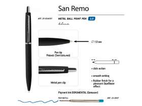 Ручка SAN REMO шариковая  автоматическая, черный металлический корпус, 1.00 мм, синяя №3