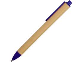 Ручка картонная пластиковая шариковая Эко 2.0, бежевый/синий №3