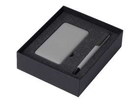 Подарочный набор c пластиковой ручкой, повербанком С2, 10000 mAh, серый №2