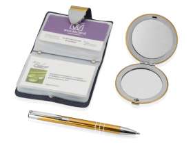 Набор Чувства: шариковая ручка, зеркало, визитница, золотистый (Р) №2