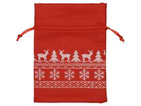 Мешочек подарочный новогодний, хлопок, средний, красный №2