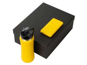 Подарочный набор с бутылкой для воды и повербанком С2, 10000 mAh, желтый №2