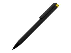 Ручка металлическая шариковая Taper Metal софт-тач с цветным зеркальным слоем, черный с желтым №2