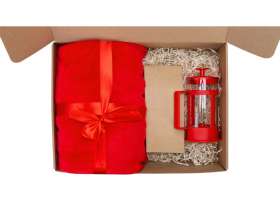 Подарочный набор Tea time с пледом, красный №3