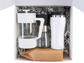 Подарочный набор с кофе, кружкой и френч-прессом Бодрое утро 2.0, белый №3