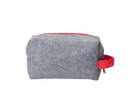 Косметичка из РПЕТ фетра с ручкой Felt, серый с красным №4