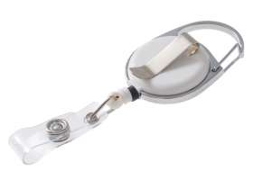 Бейдж с рулеткой-карабин Favor, белый №6