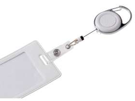 Бейдж с рулеткой-карабин Favor, белый №7