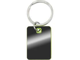 Металлический брелок с пластиковой цветной вставкой SteelPop Rct, серебристый с зеленым яблоком №2