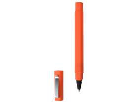 Ручка шариковая пластиковая Quadro Soft, квадратный корпус с покрытием софт-тач, оранжевый/черный №2