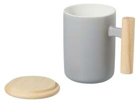 Кружка с ручкой и крышкой из каучукового дерева Jeny, серый №2