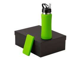 Подарочный набор с бутылкой для воды и повербанком С2, 10000 mAh, зеленое яблоко №2
