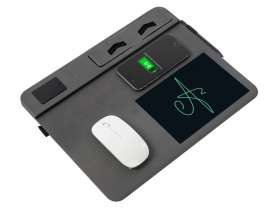 Многофункциональный коврик для мыши Multi Pad с беспроводной зарядкой и LCD экраном, 10 Вт, серый №12