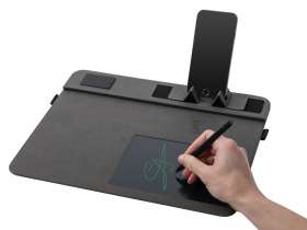 Многофункциональный коврик для мыши Multi Pad с беспроводной зарядкой и LCD экраном, 10 Вт, серый №10