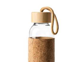 Бутылка стеклянная LAWAS в чехле из натуральной пробки, 500 мл, прозрачный/бежевый №3