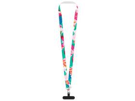 Ланъярд 2 см под сублимацию с 2-мя трендовыми карабинами и узким держателем для телефона из ПЭ, серебристый №3