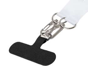 Ланъярд 2 см под сублимацию с 2-мя трендовыми карабинами и узким держателем для телефона из ПЭ, серебристый №4