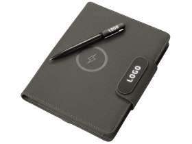 Подарочный набор металлическая ручка и блокнот А5 Twilight  со светящимся логотипом и пауэрбэнком №16