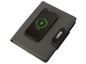 Подарочный набор металлическая ручка и блокнот А5 Twilight  со светящимся логотипом и пауэрбэнком №15