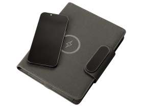 Подарочный набор металлическая ручка и блокнот А5 Twilight  со светящимся логотипом и пауэрбэнком №14