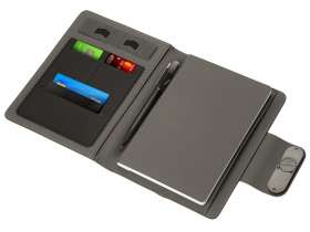 Подарочный набор металлическая ручка и блокнот А5 Twilight  со светящимся логотипом и пауэрбэнком №11