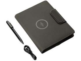 Подарочный набор металлическая ручка и блокнот А5 Twilight  со светящимся логотипом и пауэрбэнком №3