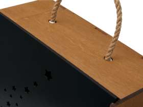 Подарочная коробка из фанеры Constellation 330х220х100 мм, фанера 6 мм, крышка на выдвижных пазах черная ЛХДФ 3 мм, бечевка №4