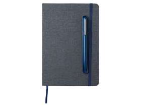 Набор блокнот А5 с магнитным держателем для ручки и подставкой для телефона и металлической шариковой ручкой NotaBene, темно-синий №12