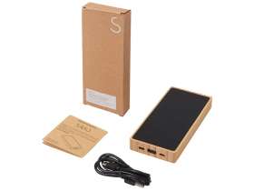 Внешний аккумулятор с подсветкой лого и солнечной панелью Reedia S1, 10000 mAh, бамбук, черный №4