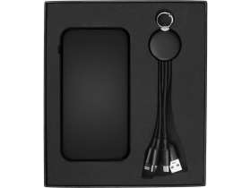 Набор из внешнего акуумулятора и универсального кабеля с подсветкой лого Reserve LED, 10000mAh, черный №2