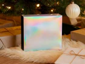 Подарочная коробка с голографическим шубером без печати Aurora, L, 260х260х100 мм. №6