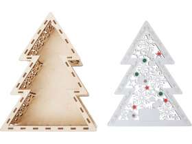 Шкатулка из фанеры в виде елки Firytale , серебристая №4