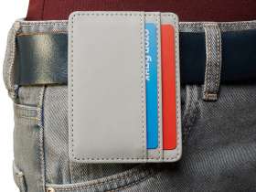 Картхолдер для двух карт и наличных денег с зажимом Crave, светло-серый №7