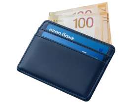 Картхолдер для двух карт и наличных денег с зажимом Crave, темно-синий №5